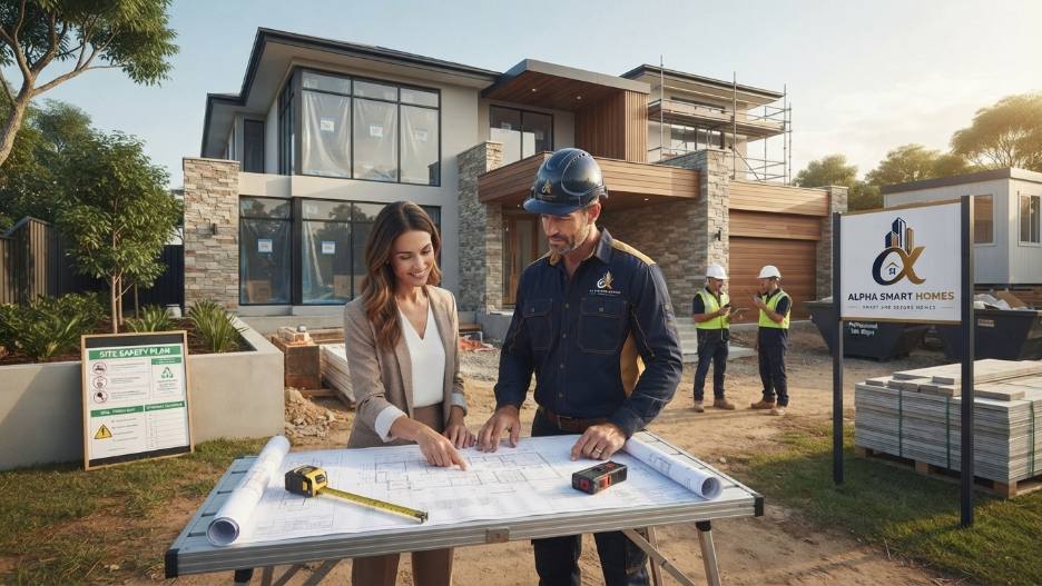 Experienced new home builders working on a modern Australian home